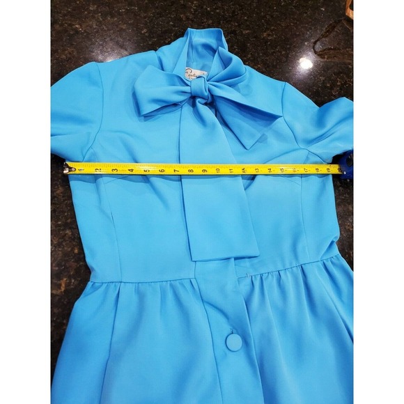 VTG Misscontinental Blue Polyester Long Sleeve Buttons Front Knee Length Dress - Picture 9 of 12